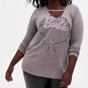 Torrid Barbie Long Sleeve Choker Top Heather Grey Size 5/5X NWT